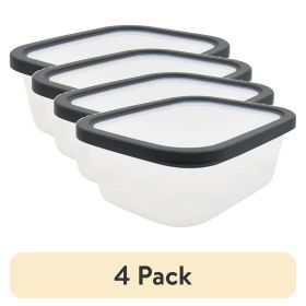 (4 pack) Plastic Durable Gray Food Storage Container 8 Cup 2 Count